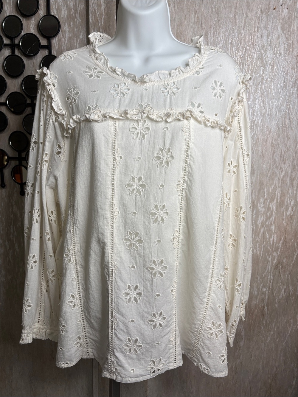 J. Crew Cream Eyelet Peasant Blouse